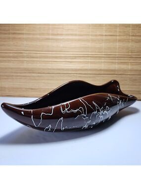 Beauceware Canada 543 Large 15" Brown Glazed Ceramic Dish Mid Century Modern